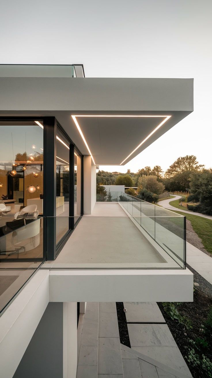 Lan can kính không tay vịn